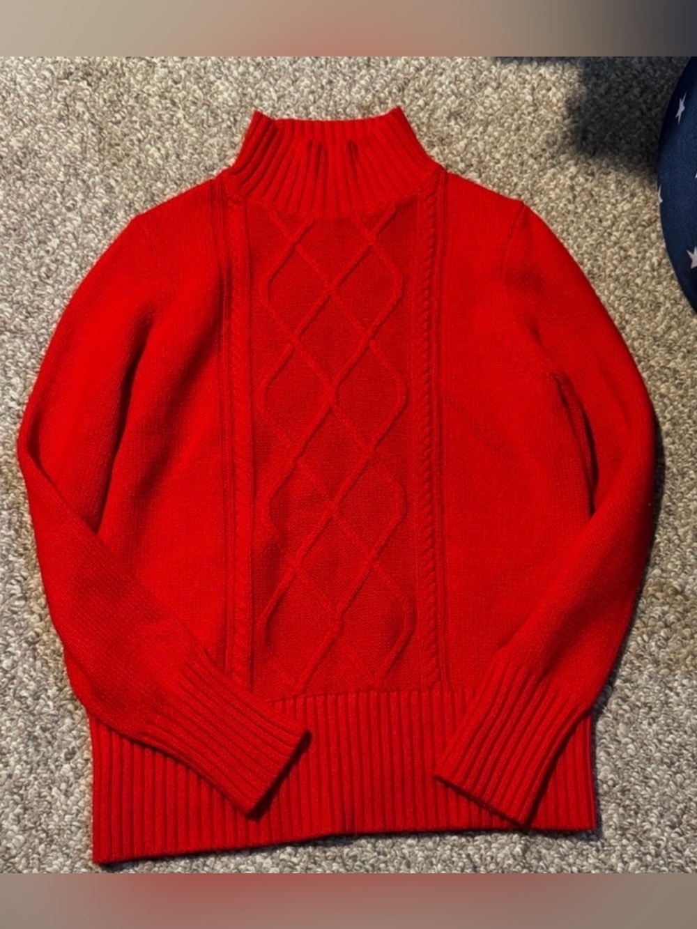 J. Crew red cable-knit mock neck sweater size medium